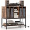 Record Player Stand with Charging Station Vinyl Storage Cabinet with 6 Compartments Metal Frame Turntable Table
